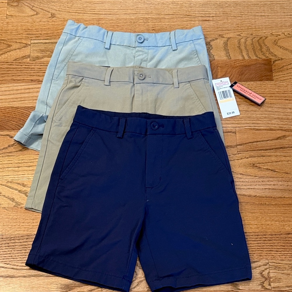 Vineyard Vines Kids Shorts Trio - Navy, Khaki, Light Blue